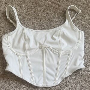 Gilly Hicks White Corset Style Crop Top Bustier Tank Size M
